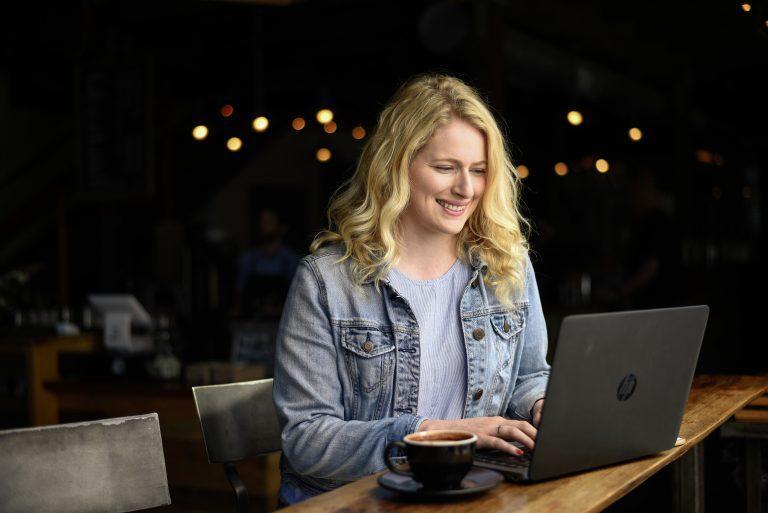 Woman using laptop