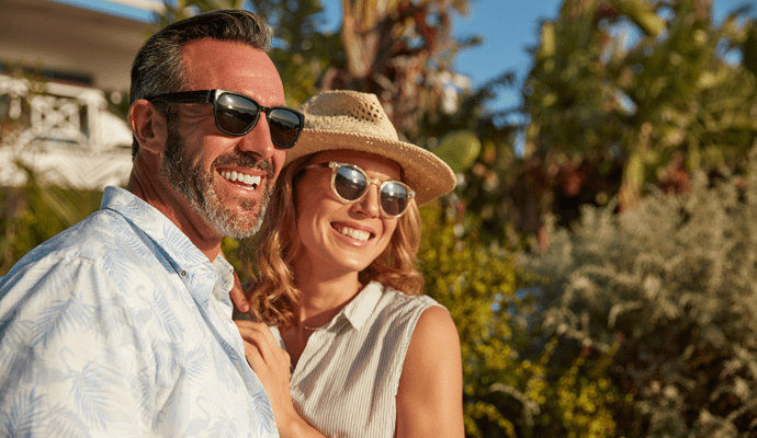 mature couple outside in the sun