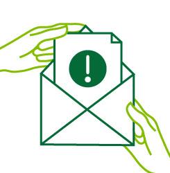 Hands holding an envelope with an alarming document inside