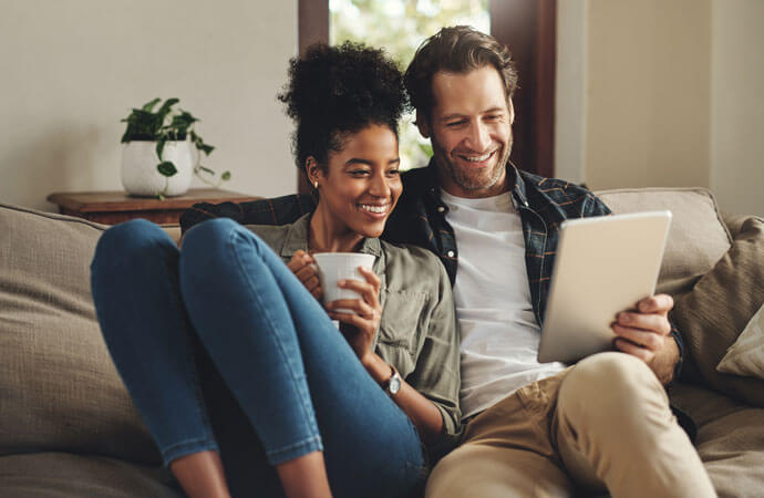 Couple with tablet