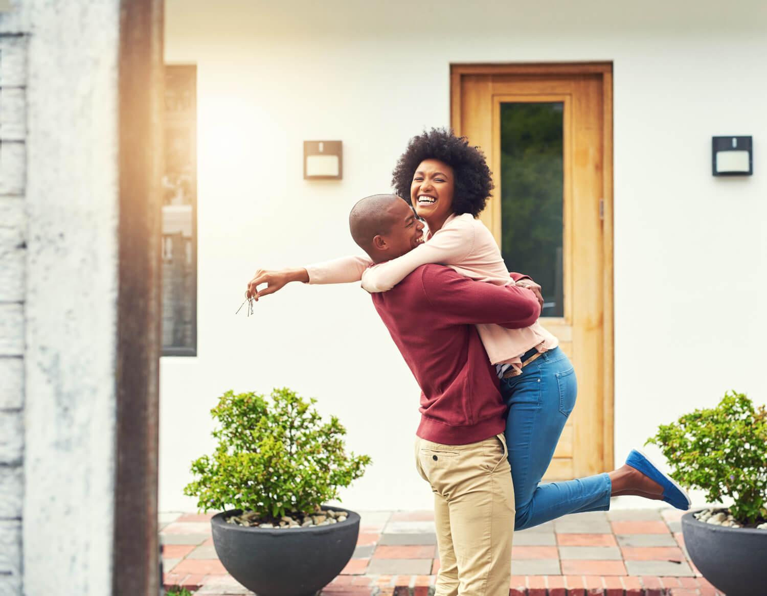 Happy couple embracing