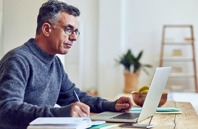 Mature man at desk