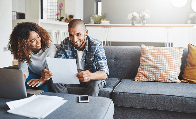 Man and woman reviewing documents